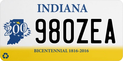 IN license plate 980ZEA