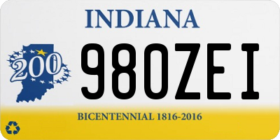 IN license plate 980ZEI