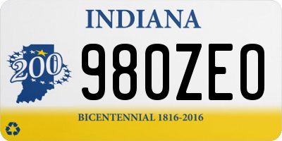 IN license plate 980ZEO