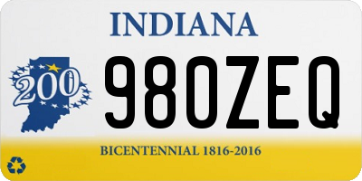 IN license plate 980ZEQ