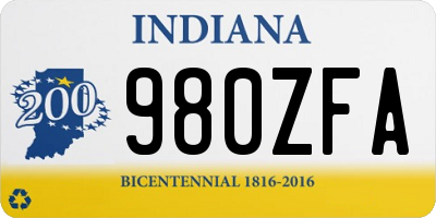 IN license plate 980ZFA