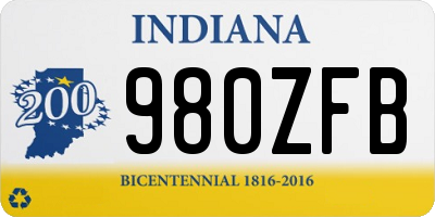 IN license plate 980ZFB