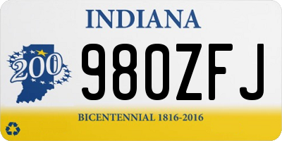 IN license plate 980ZFJ
