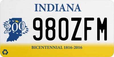 IN license plate 980ZFM