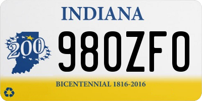 IN license plate 980ZFO
