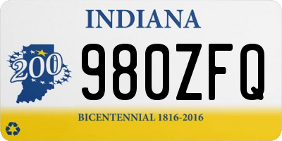 IN license plate 980ZFQ