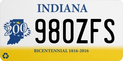 IN license plate 980ZFS