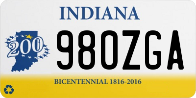 IN license plate 980ZGA