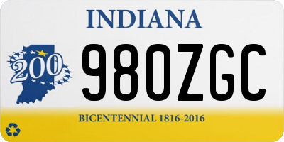 IN license plate 980ZGC