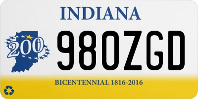 IN license plate 980ZGD