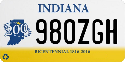 IN license plate 980ZGH