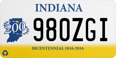 IN license plate 980ZGI