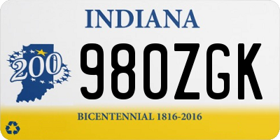 IN license plate 980ZGK