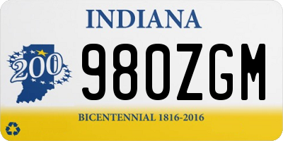 IN license plate 980ZGM