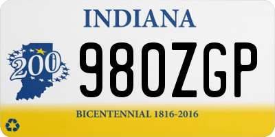 IN license plate 980ZGP
