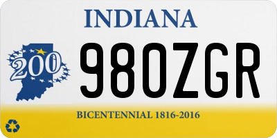 IN license plate 980ZGR