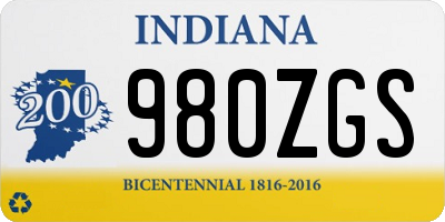 IN license plate 980ZGS