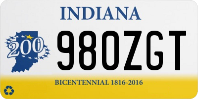 IN license plate 980ZGT