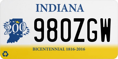 IN license plate 980ZGW