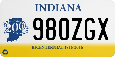IN license plate 980ZGX