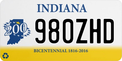IN license plate 980ZHD