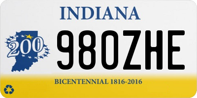IN license plate 980ZHE