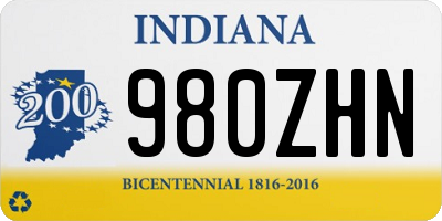 IN license plate 980ZHN