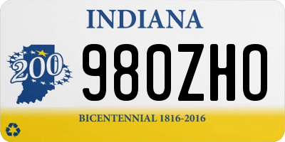 IN license plate 980ZHO