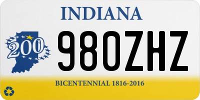IN license plate 980ZHZ