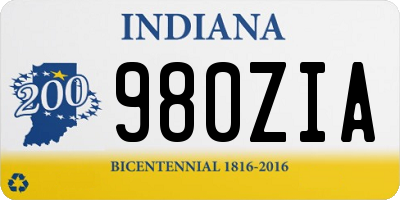 IN license plate 980ZIA