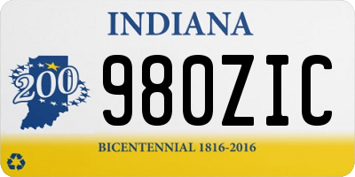 IN license plate 980ZIC
