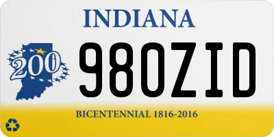 IN license plate 980ZID