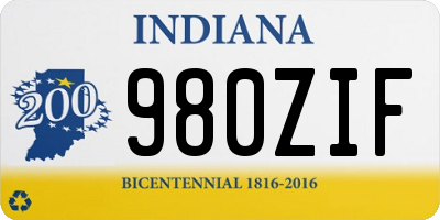 IN license plate 980ZIF