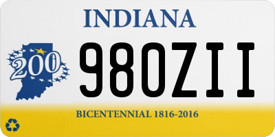IN license plate 980ZII