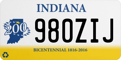 IN license plate 980ZIJ