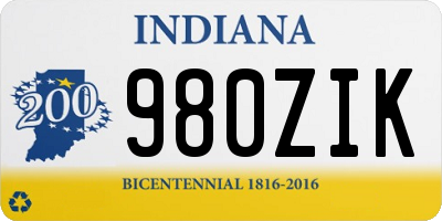 IN license plate 980ZIK