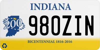 IN license plate 980ZIN