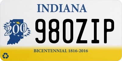 IN license plate 980ZIP