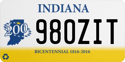IN license plate 980ZIT