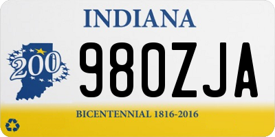 IN license plate 980ZJA