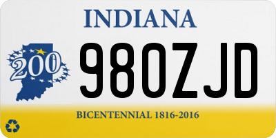 IN license plate 980ZJD