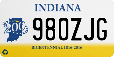 IN license plate 980ZJG