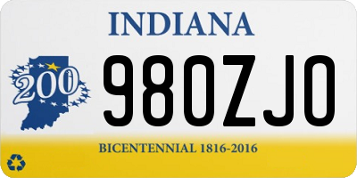 IN license plate 980ZJO