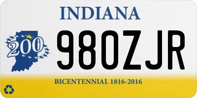 IN license plate 980ZJR