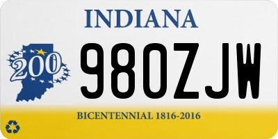 IN license plate 980ZJW