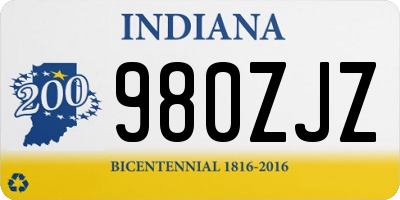 IN license plate 980ZJZ