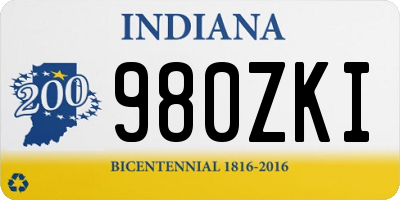 IN license plate 980ZKI