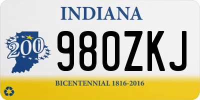 IN license plate 980ZKJ