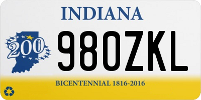 IN license plate 980ZKL
