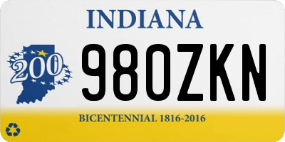 IN license plate 980ZKN